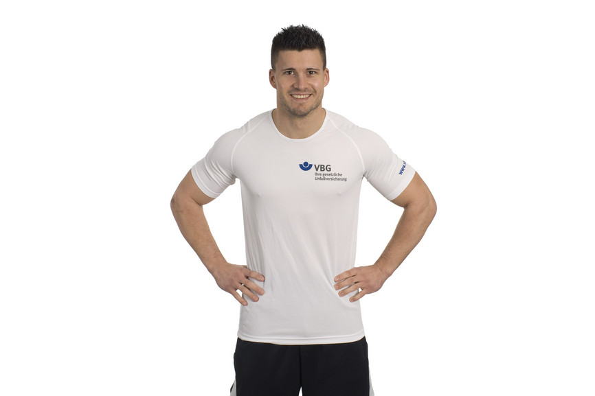 Günstige Männer Laufshirts in weiß für das Team der Unfallversicherung VBG