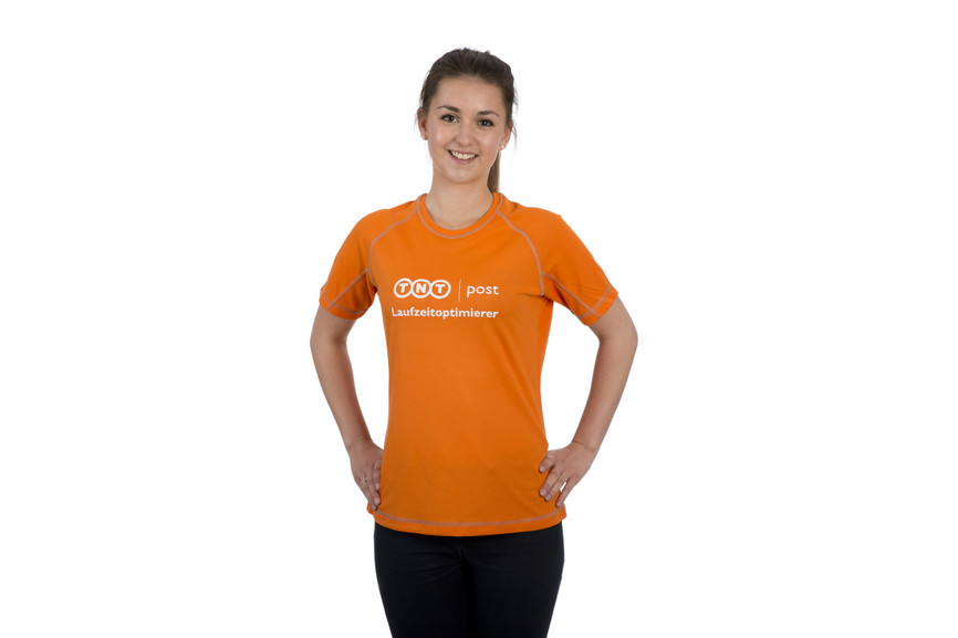 Originelle Laufshirts in orange für Paketdienstleister TNT